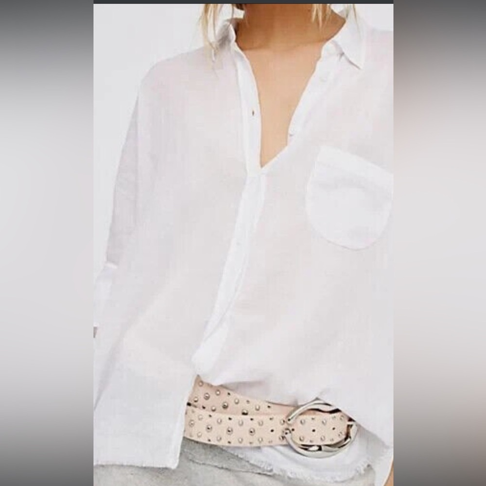 Free People The Best of Me White Gauzy Button-Down Shirt - Picture 5 of 13